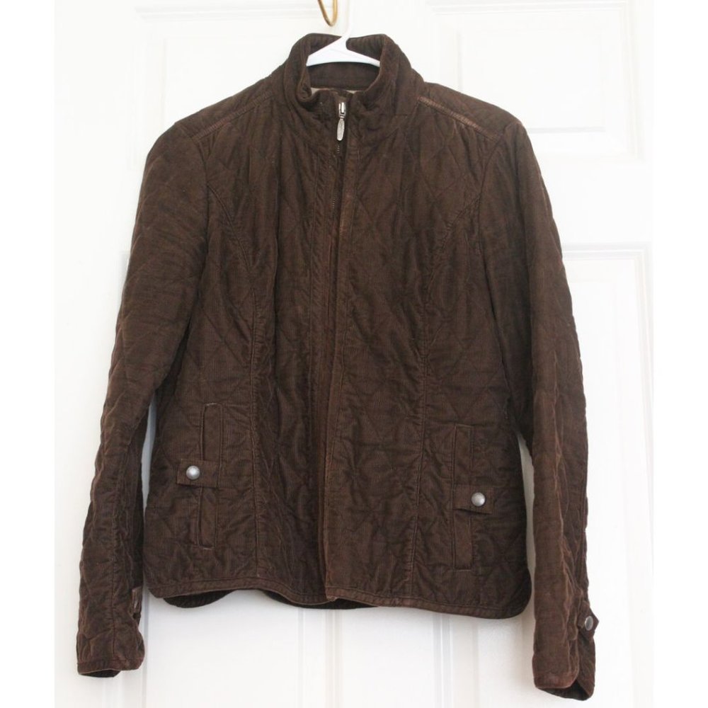 Eddie Bauer Quilted Corduroy Jacket Brown Cozy Cabincore Size Medium